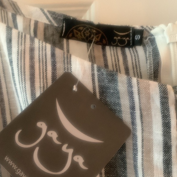 NWT Gaya Romper Stripes Linen Pockets Small - Picture 3 of 7